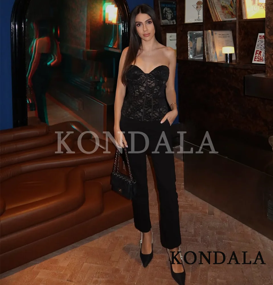 KONDALA Damen Elegantes Sexy Spitzen-Trägerloses Top High Street Slim Tube Top 2026 Frühling Sommer Mode Romantisches Date Party Damen Oberteil