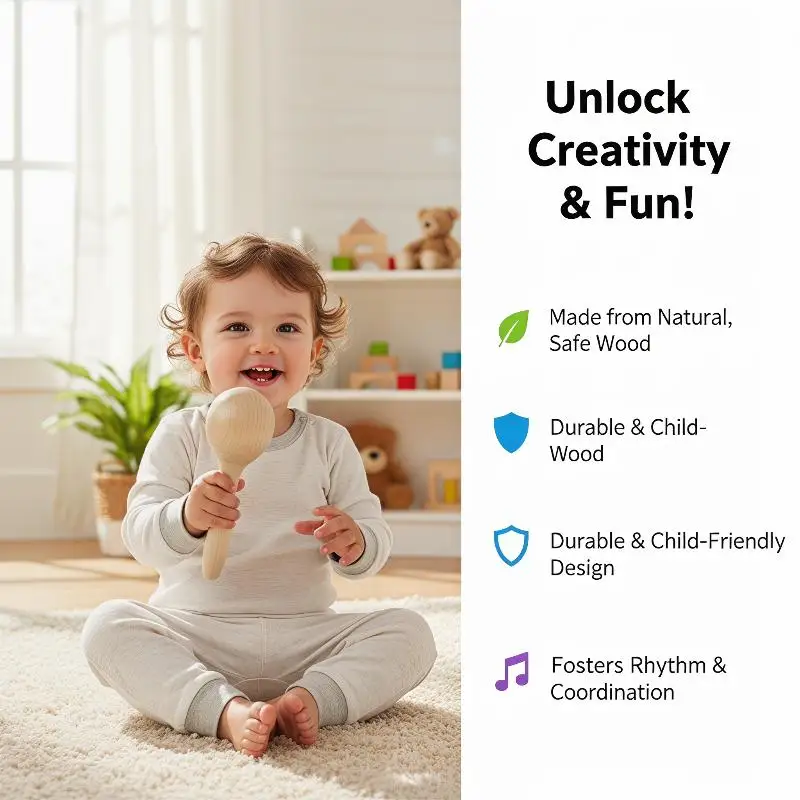 Educational Wood Maraca Toy for Kids Enhancing Music Skills in Early Childhood
