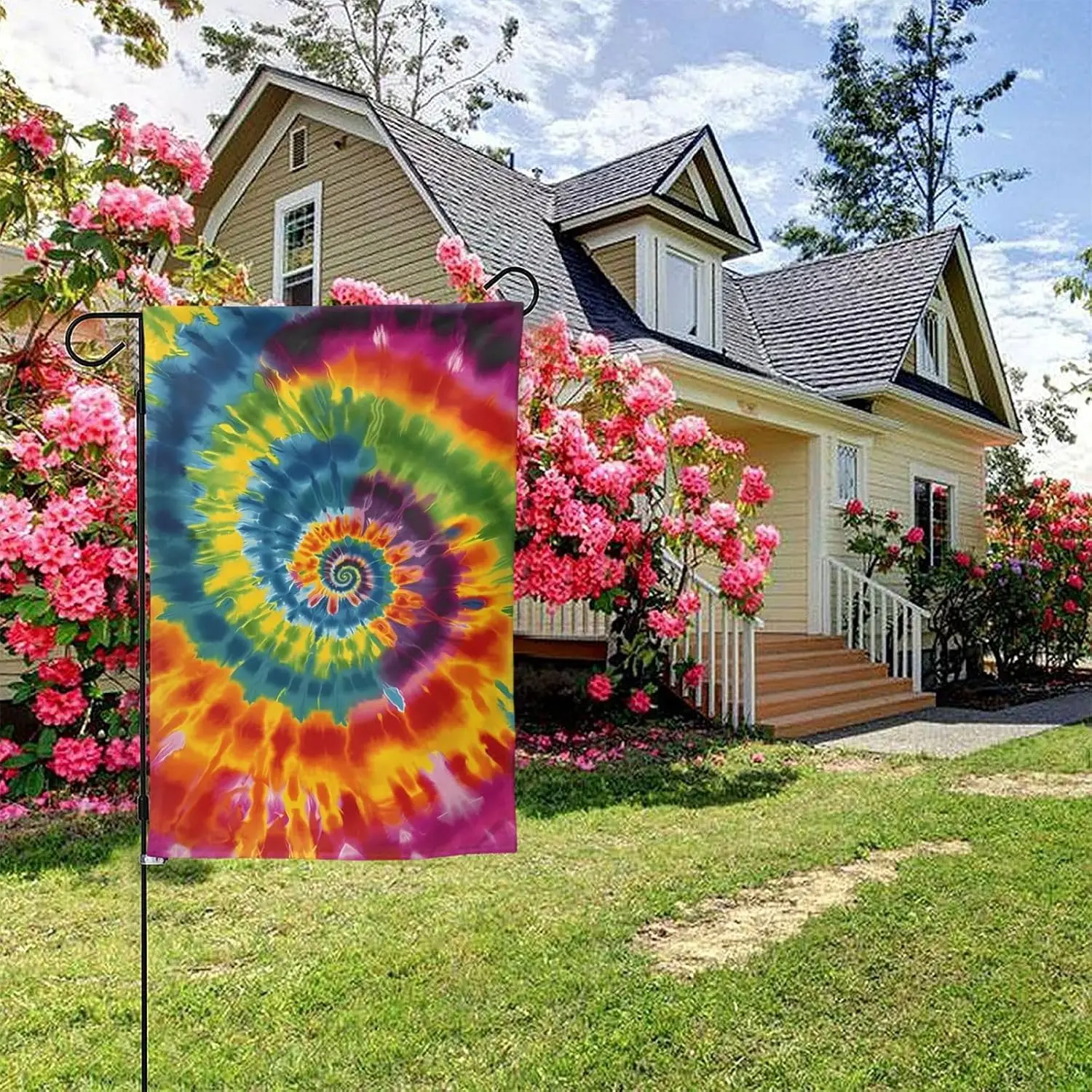 Colorful Tie Dye Welcome Garden Flags 12.5