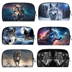 Winter Wolf Howling Moon Print Wallets Women Men Casual Purse Phone Money Coin Holder Bags Small Clutch Bag Long Wallet Gift