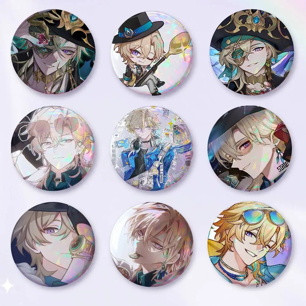 A-Honkai Star Rail Aventurine Creative Round Button Pins Badge Set Cartoon Anime Movie Music Pattern Brooches For Bags Jackets