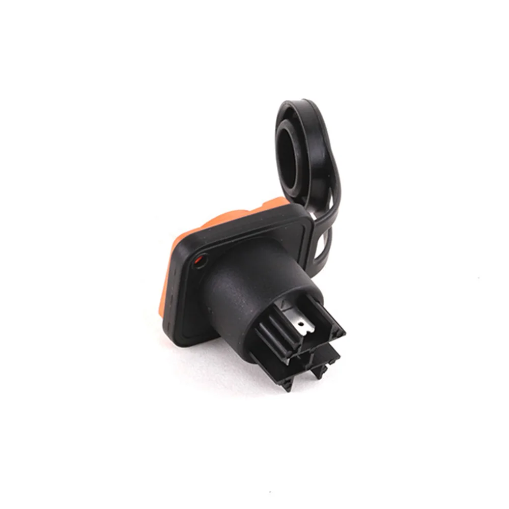 1pc Waterproof Powercon Connector NAC3MPA-1, 3 Pins 250V 20A, Female Chassis Socket Panel Mount, Orange Color