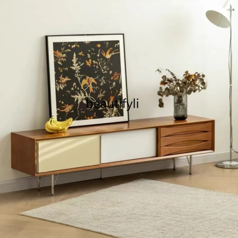 

Retro TV Cabinet Nordic Home Living Room Simple Floor Modern Storage TV Stand