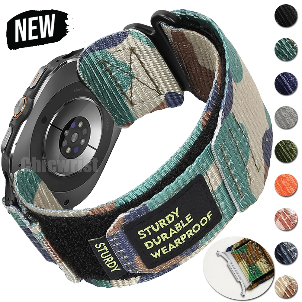 Camouflage Strap for Samsung Galaxy Watch 7 Ultra 47mm Band Sport Bracelet Nylon Watchband For Samsung Galaxy Ultra Accessories