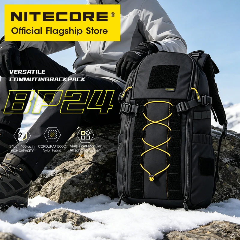 NITECORE BP24 24L Commuter Backpack Black 500D Fabric Modular Molle System for 15