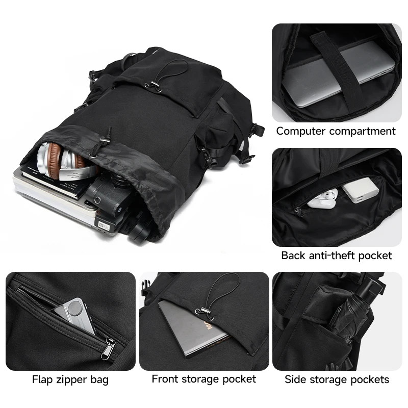 Fashion Men Backpack Large Capacity Travel Bag Laptop 15.6Inch Oxford Waterproof Fit Business With Anti-Theft Zipper Pocket