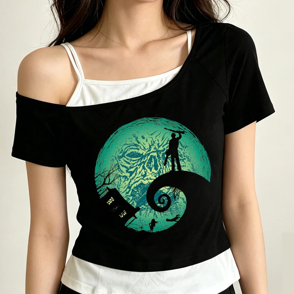 Evil Dead cropped top ladies goth gothic funny kawaii top tees grunge meme anime cutecore