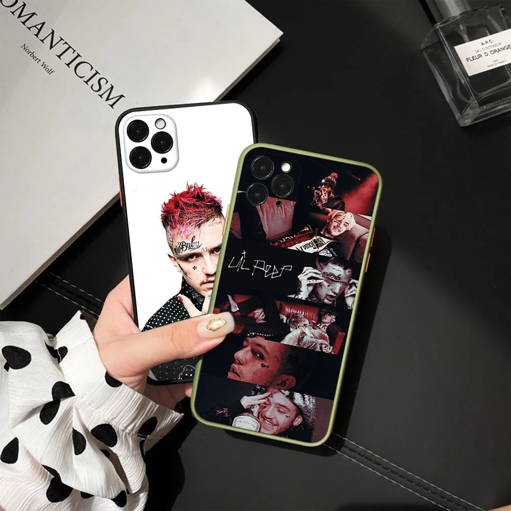 For iphone 16ProMax 15 Pro 14 13 12 Mini 11 7 8 16Plus XS Max XR L-Lil P-Peep Rapper Frosted Translucent Cover Black Phone Cases