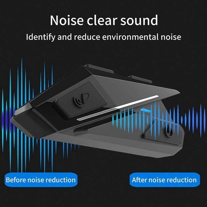 

1 Set Black ABS Bluetooth 5.0 Intercom Wireless Earphone Noise Reduction Headphone Stereo With Mic