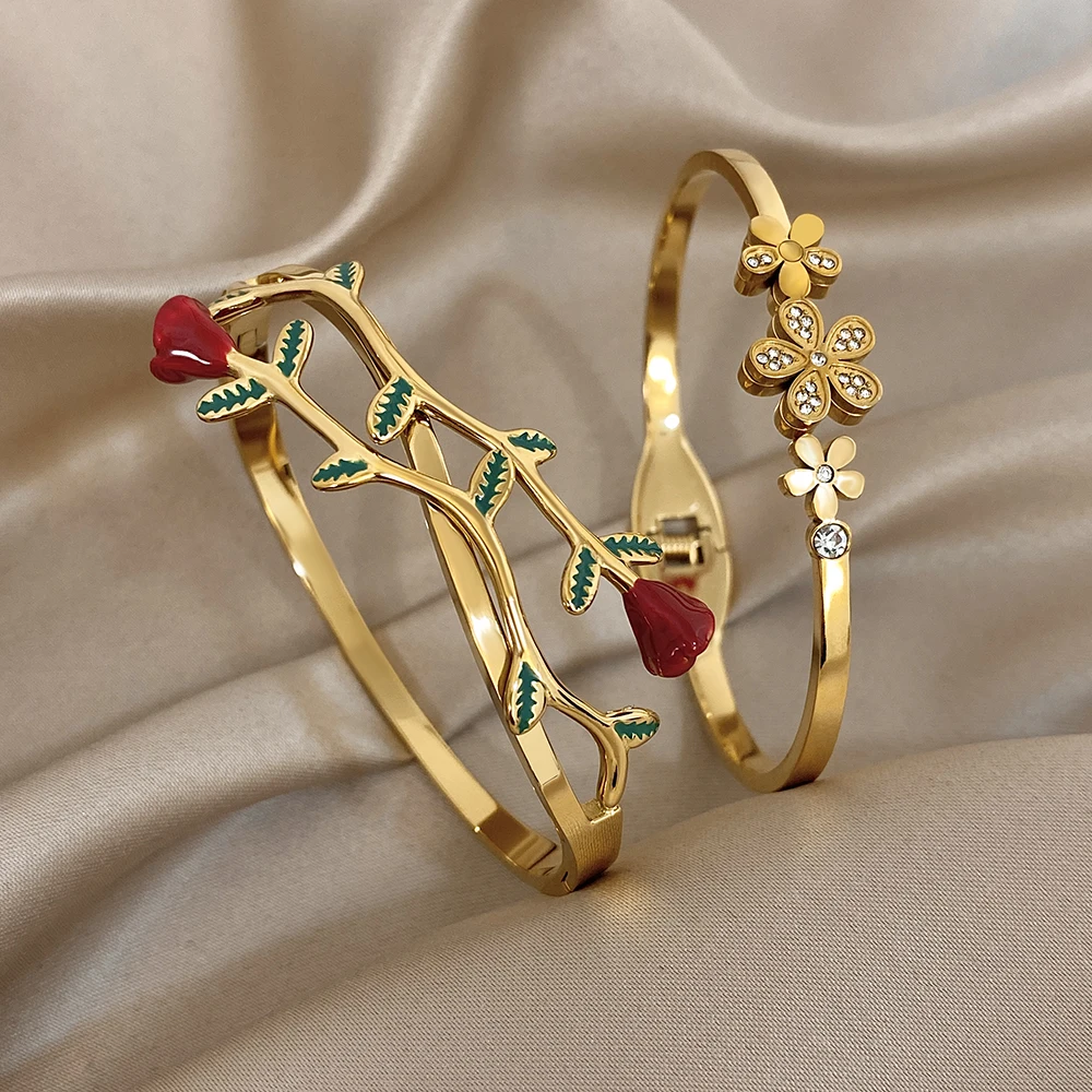 Greatera Dreidimensionales Rosenkranz-Armband, Persönliches Künstlerisches Öltropfen-Edelstahl-Armreif für Damen, Valentinstag-Geschenk