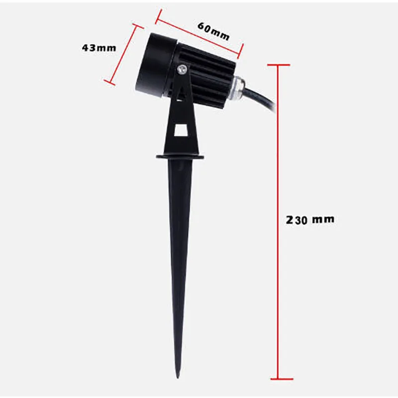 3W Aluminum LED Spike Spotlight 30° Beam Angle With 0.5M Cable IP65 Waterproof Outdoor Landscape Lamp For Garden Lawn Pathway