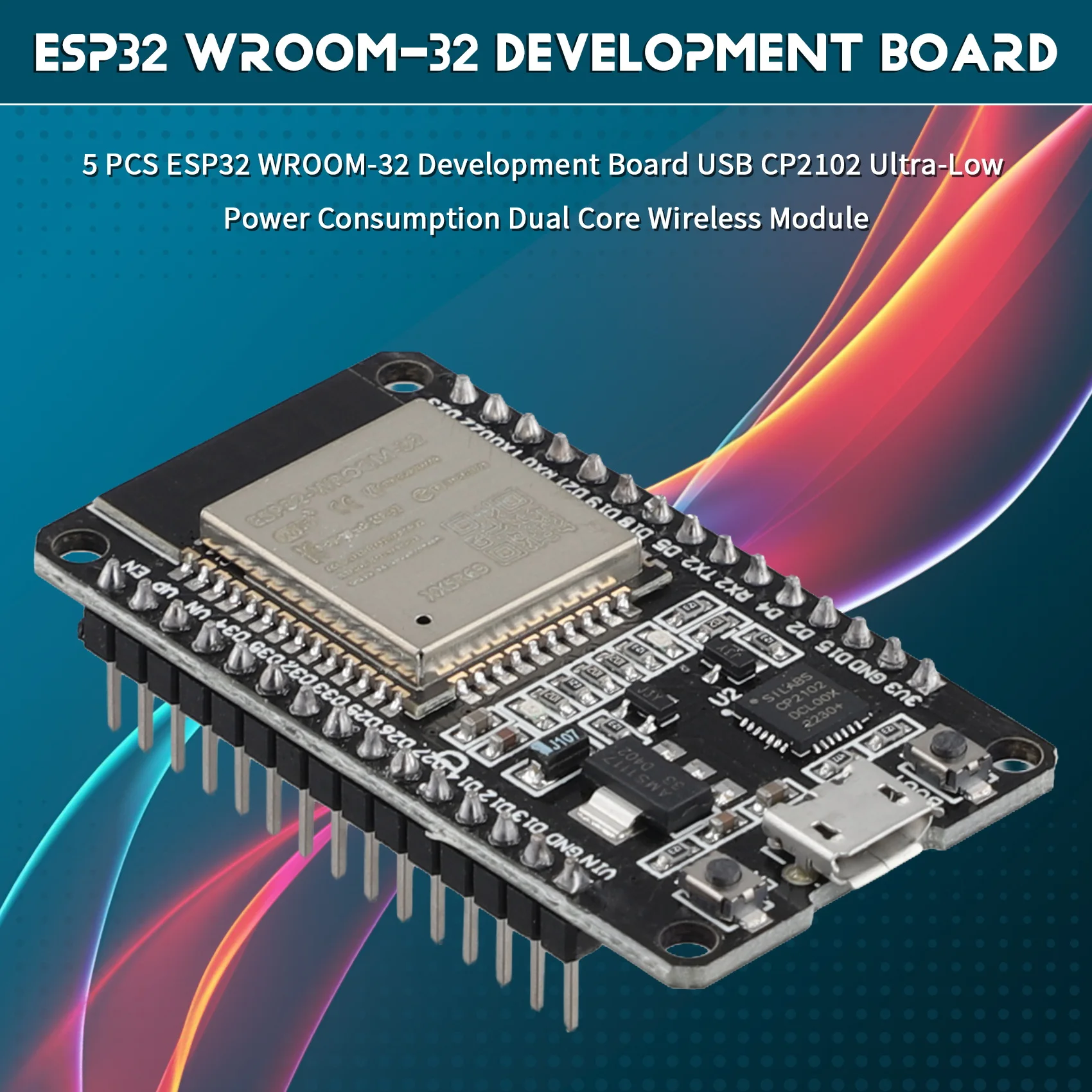 AT87-5 PCS ESP32 WROOM-32 Development Board USB CP2102 Ultra-Low Power Consumption Dual Core Wireless Module