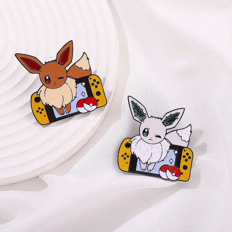 Cartoon pikachu Cute Elf Brooch Animal Eevee Game Machine Modeling Clothing Accessories Backpack Alloy Brooch Badge Lapel Pins