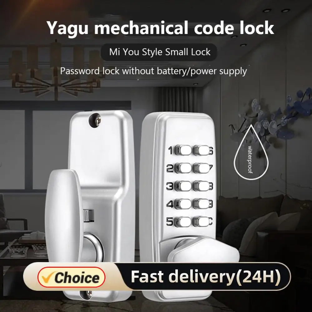 

Metal Mechanical Code Lock Sturdy Waterproof Door Code Lock Antirust Interchangeable Handle Easy Installation for Home Apartment