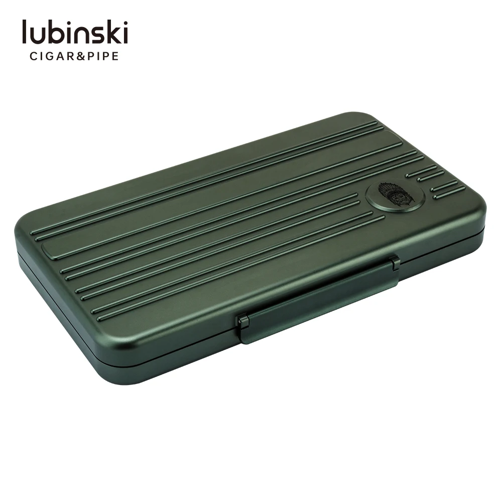 

LUBINSKI Aluminum 5 Cigars Case Box Travel Portable Tobacco Storage Case Accessories Cigar Humidor For Cohiba Cigars