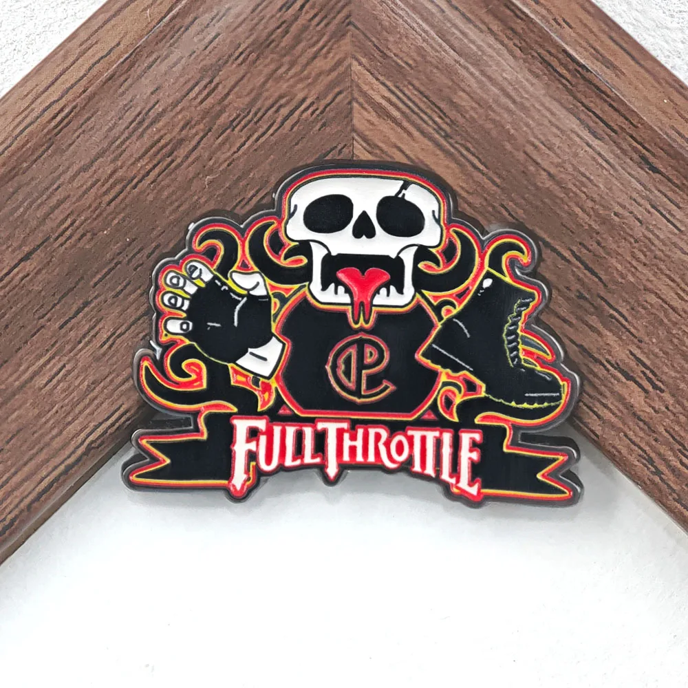 Full-Throttle Metal Brooch Corley Pistons CP Enamel Pin Retro PC Game Fan Collection Biker Skull Clothes Backpack Lape