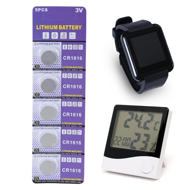 5 قطعة 3 فولت CR1616 بطارية ليثيوم زر عملة خلية زر ساعة بطاريات لعبة ساعة التحكم عن بعد الآلات الحاسبة
