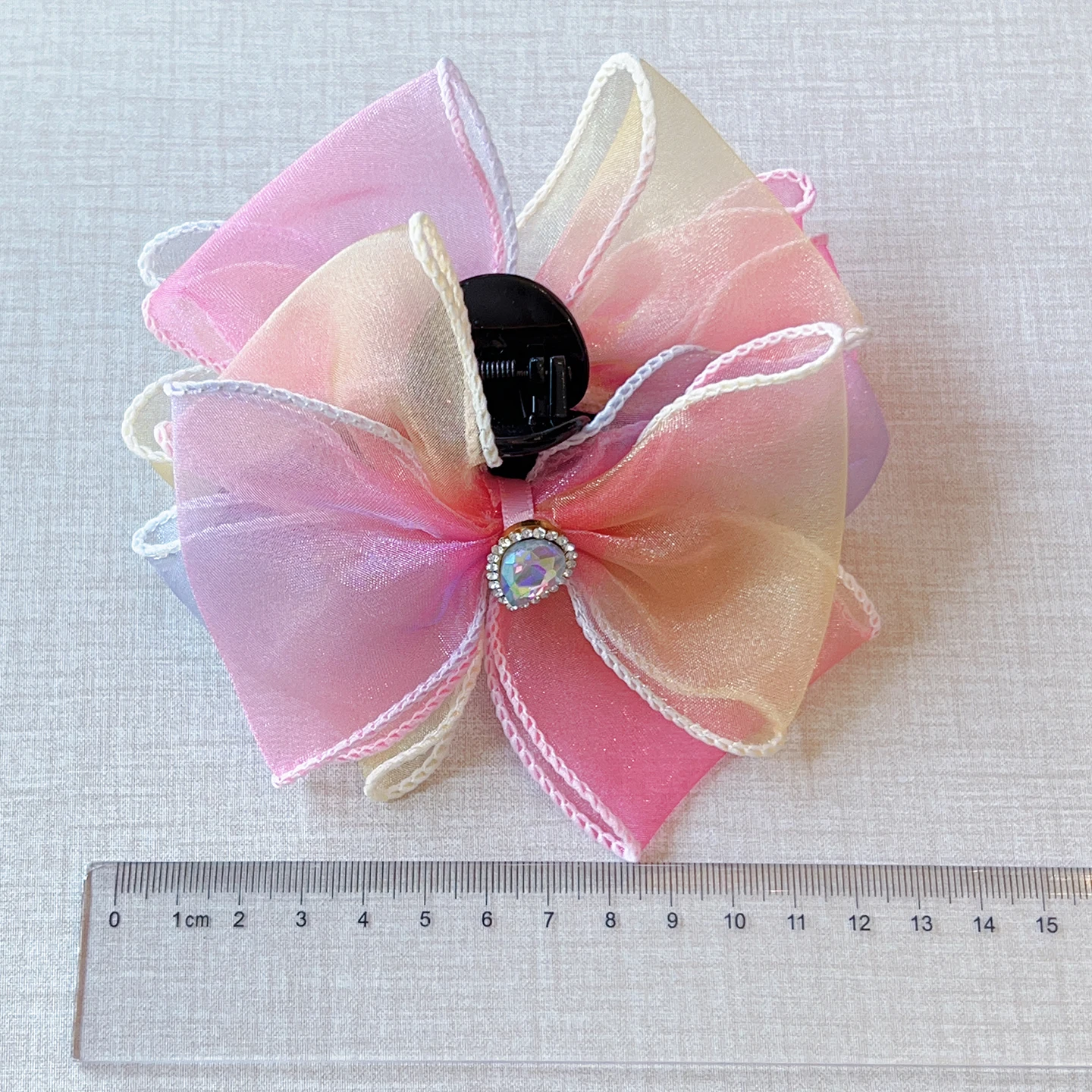 Neue elegante Haarspangen mit Farbverlauf, Tüll, Schleife, Schmetterling, Kristall, für Damen, Mädchen, Kinder, Kleinkinder, Party, Hochzeiten, Geschenk, Mode-Accessoires – Detail 8