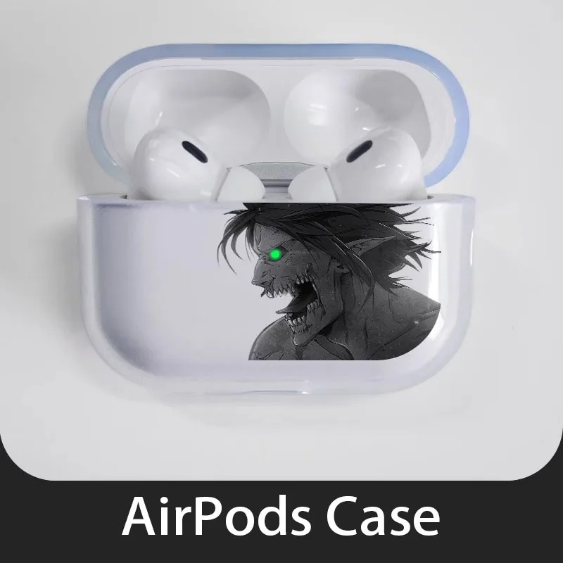 

New Attack on Titan Eren Soft Case for AirPods 1 2 Pro 3 4 Wirless Bluetooth Headphone Cover Transparent Earphone Shell for Pro2