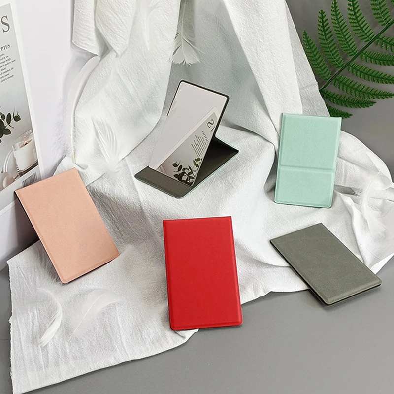 Przenośne składane lustro do makijażu ze stali nierdzewnej pulpit PU małe lusterko makijaż przybory kosmetyczne torebka podróżna lustra