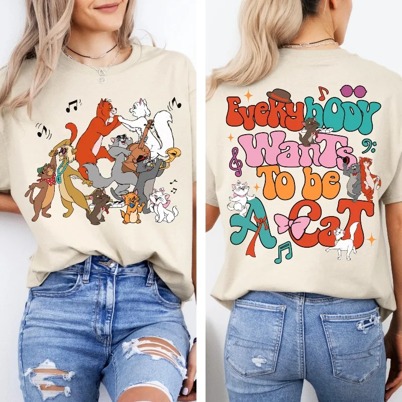 

Disney's "Cat Adventure" Thomas O 'Malley and Lane Cat Music Shirt, Mary Toulouse Berlioz T-shirt Parent-child Set