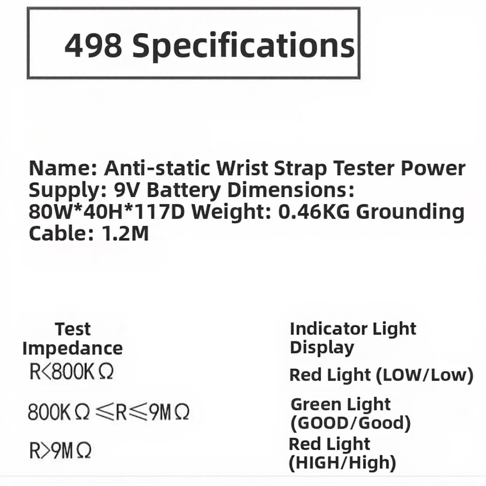 For FEITA 498 ESD Wrist Strap Tester: Protect Electronics From Static Damage For Electronics Workshop Gear
