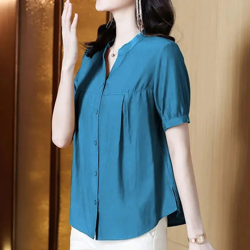 Chiffon Summer Short-sleeved New Summer Beautiful and Fashionable Chiffon Shirt Female Temperament Mother Dress Shirt Top