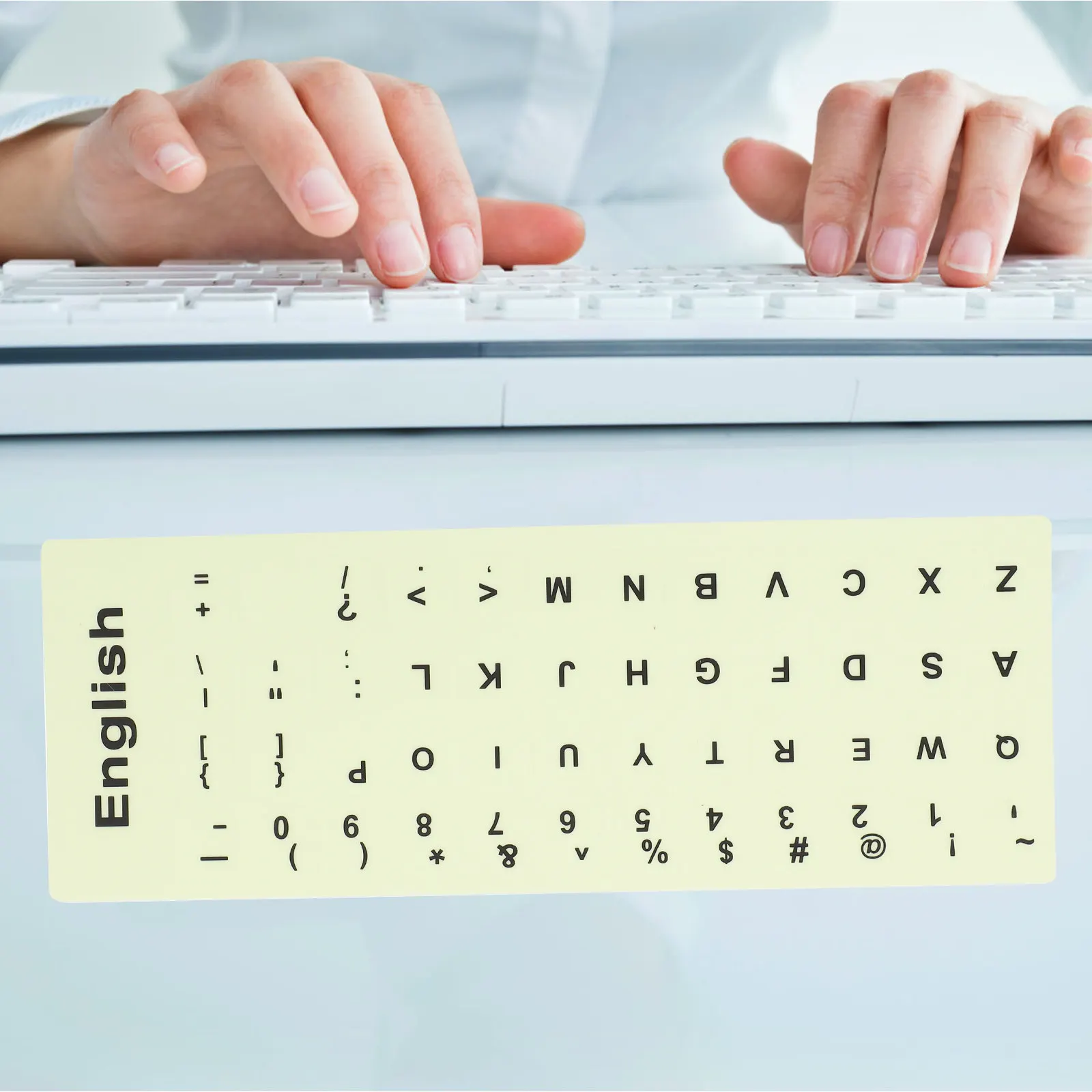 1Sheet Glow in The Dark Keyboard Stickers English Layout Luminous Letter Stickers 1.3x1.1cm for Laptop Desktop Computer Keycaps