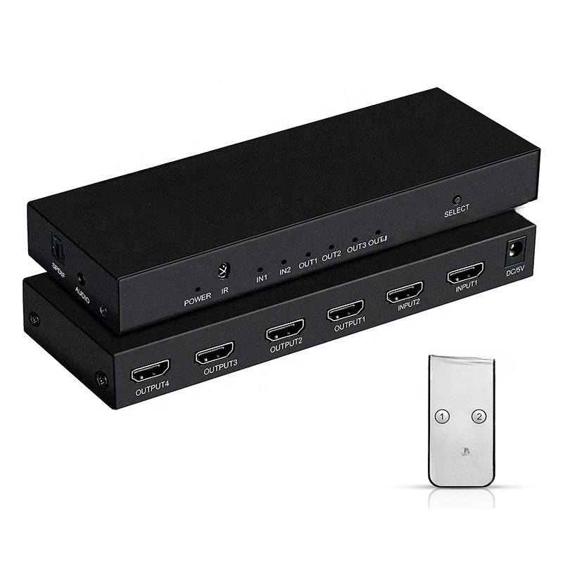 

High quality splitter/switcher 2x4 video splitter switcher 2 in 4 out TV box manufacturer wholesale