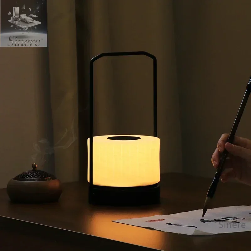 

New Chinese desk lamp Bedroom bedside modern light luxury high-end charging led decorative portable home night light