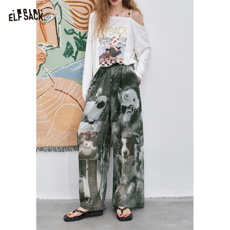 

ELFSACK 2025 Summer New Arrivals Pink Cargo Casual Straight Leg Wide Leg Pants For Women