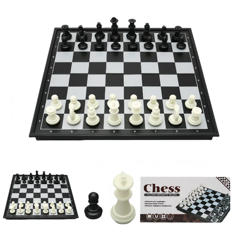 Juego de ajedrez magnético de 5 pulgadas, diseño plegable con estuche de almacenamiento, juego de ajedrez de viaje portátil para principiantes