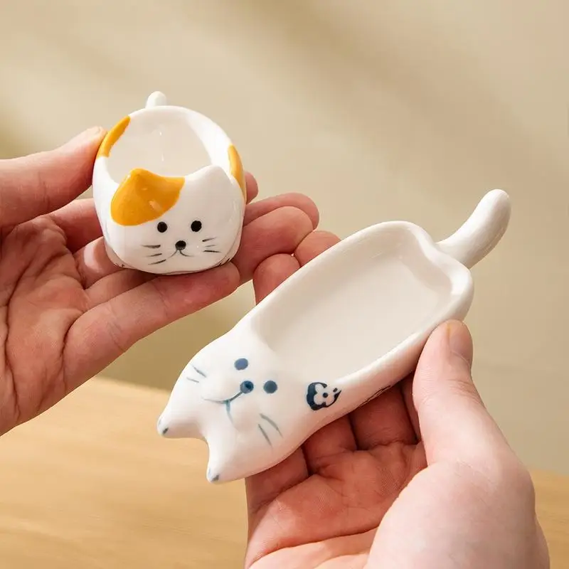 Ceramic Bowls Cat Plates Dipping Sauce Bowls Sauce Dishes For Seasoning Soy Sauce Vinegar Snack Appetizers Kitchen Tableware