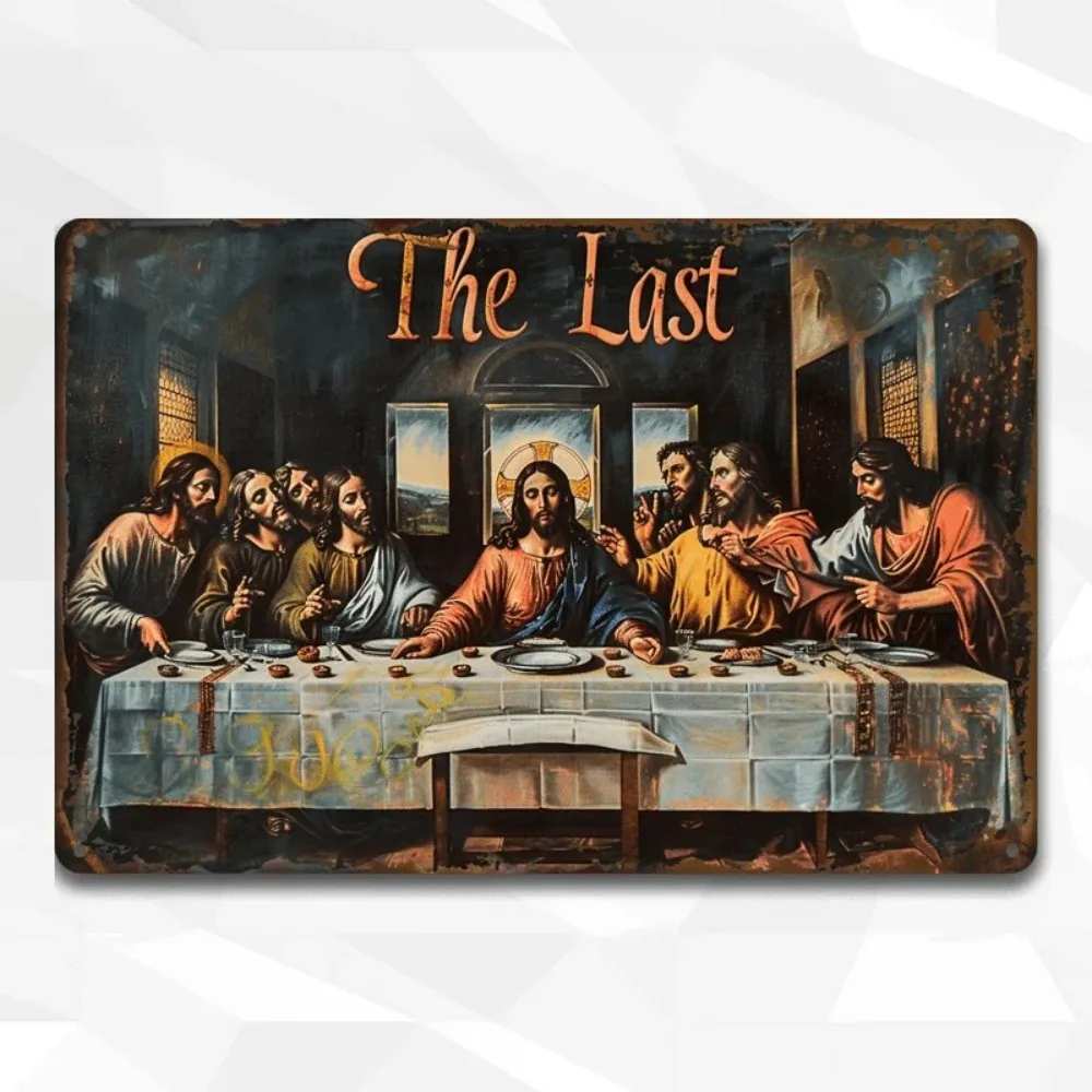CIFBUY Vintage The Last Supper Aluminum Wall Art, Waterproof Metal Sign for Home Coffee Shop Decor