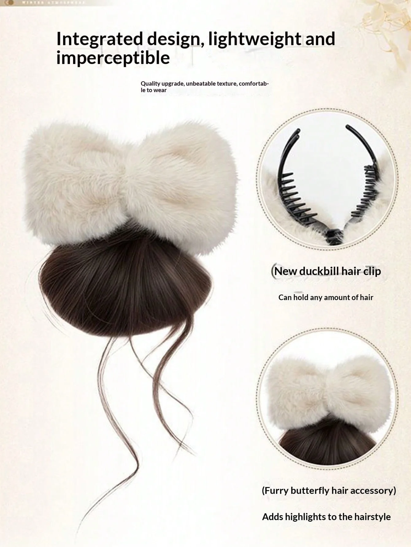 Low Side-Tie Synthetic Claw Clip Ponytail Hair Extensions With Elegant Lazy Style Dragon Beard Bun Hairpiece for Women Daily Us