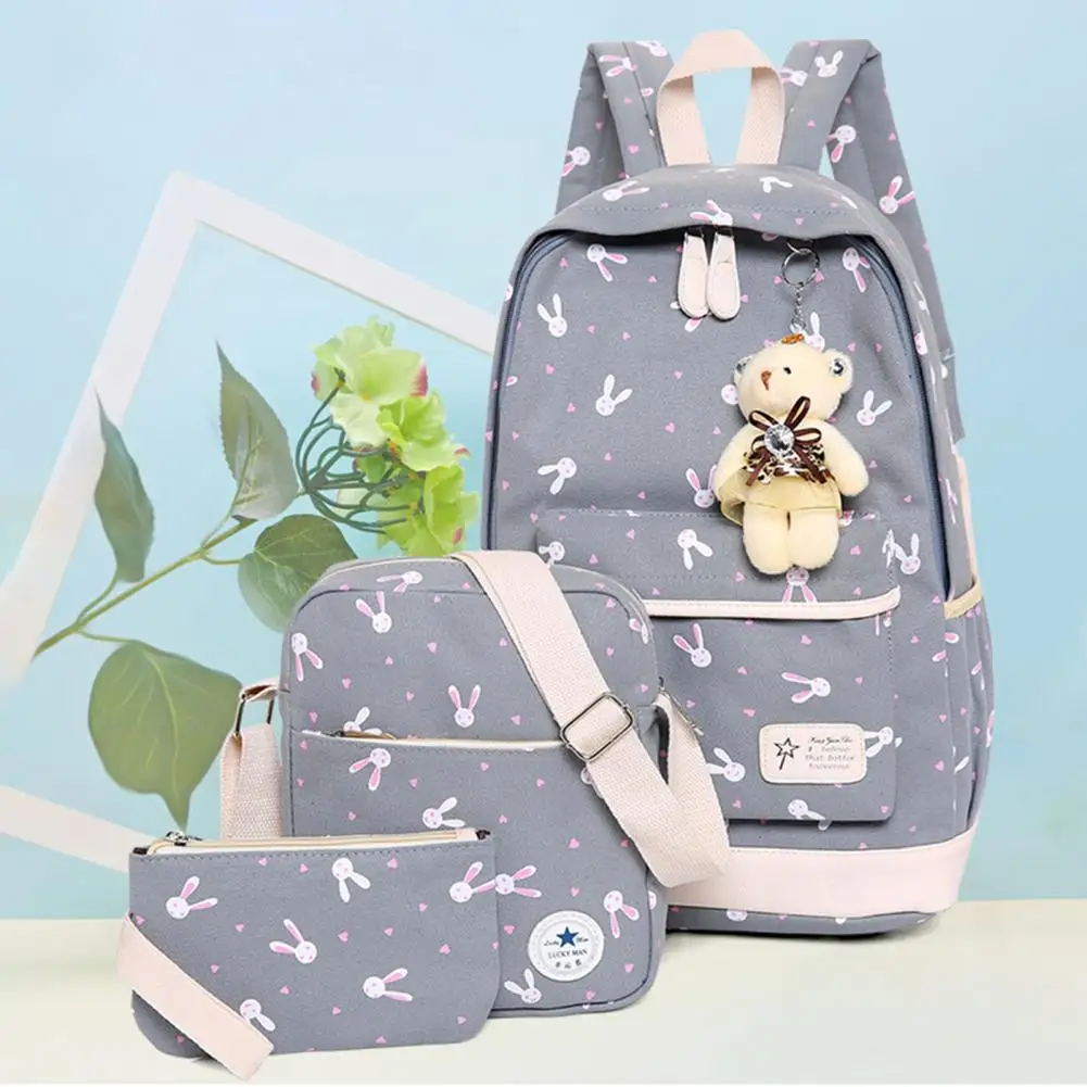 

Popular Girls Backpack Portable Rabbit Pattern Cute High School Student Backpack Book Storage