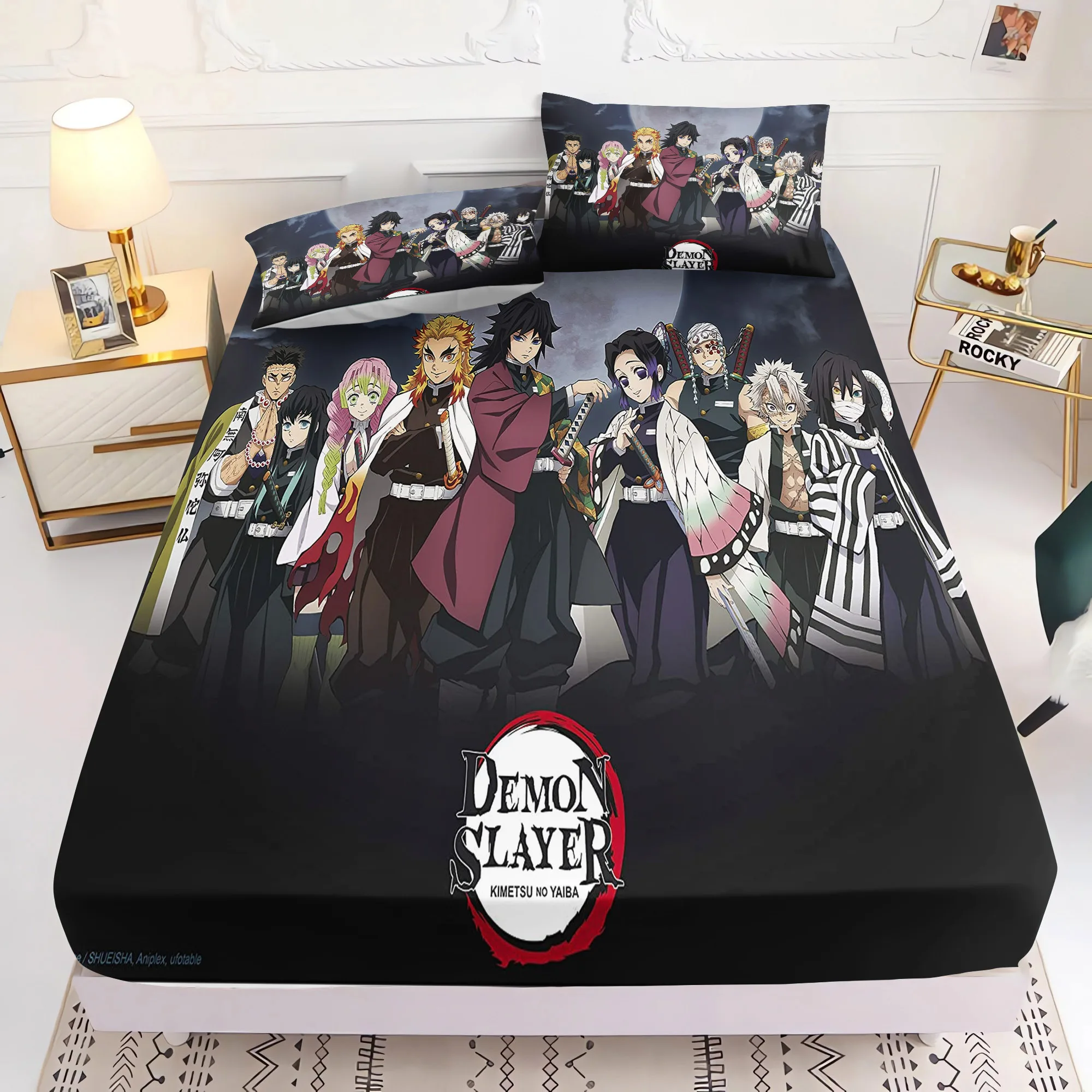 Demon Slayer: Kimetsu No Yaiba Kamado Nezuko Fitted Sheet Comforte Bed Cover Full Set Children'S Bedding Anime Room Decor Home