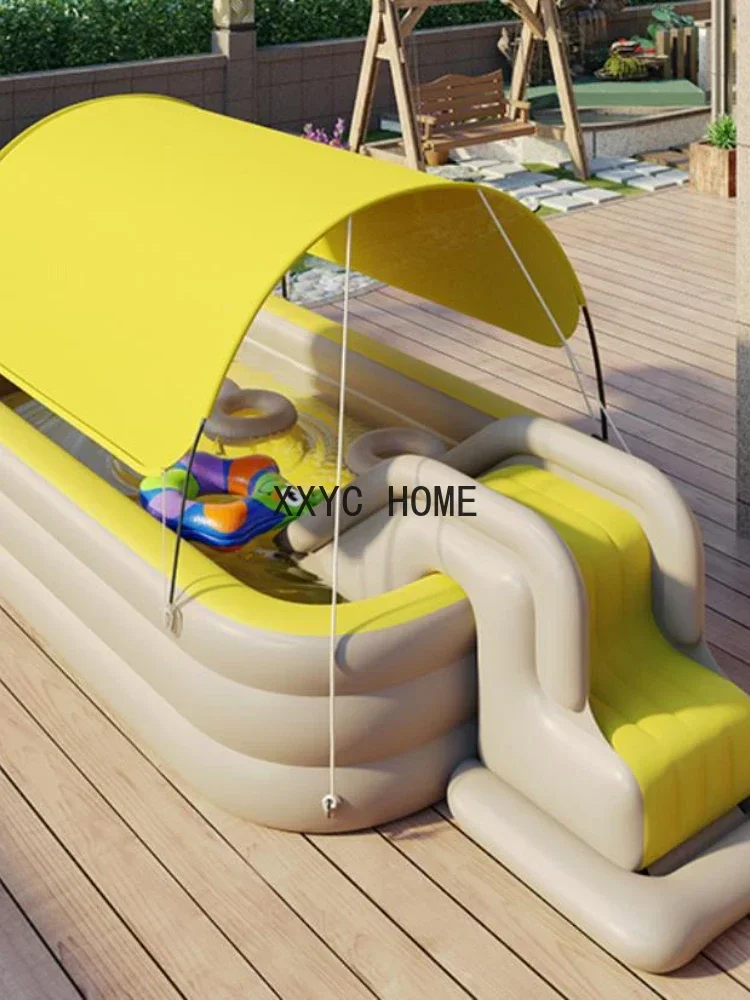 2.1/3.6/3m Swimming Pool Alberca Large Family Pools Babies Children Inflatable Pool Baby Sun Shade Folding Pool for Garden