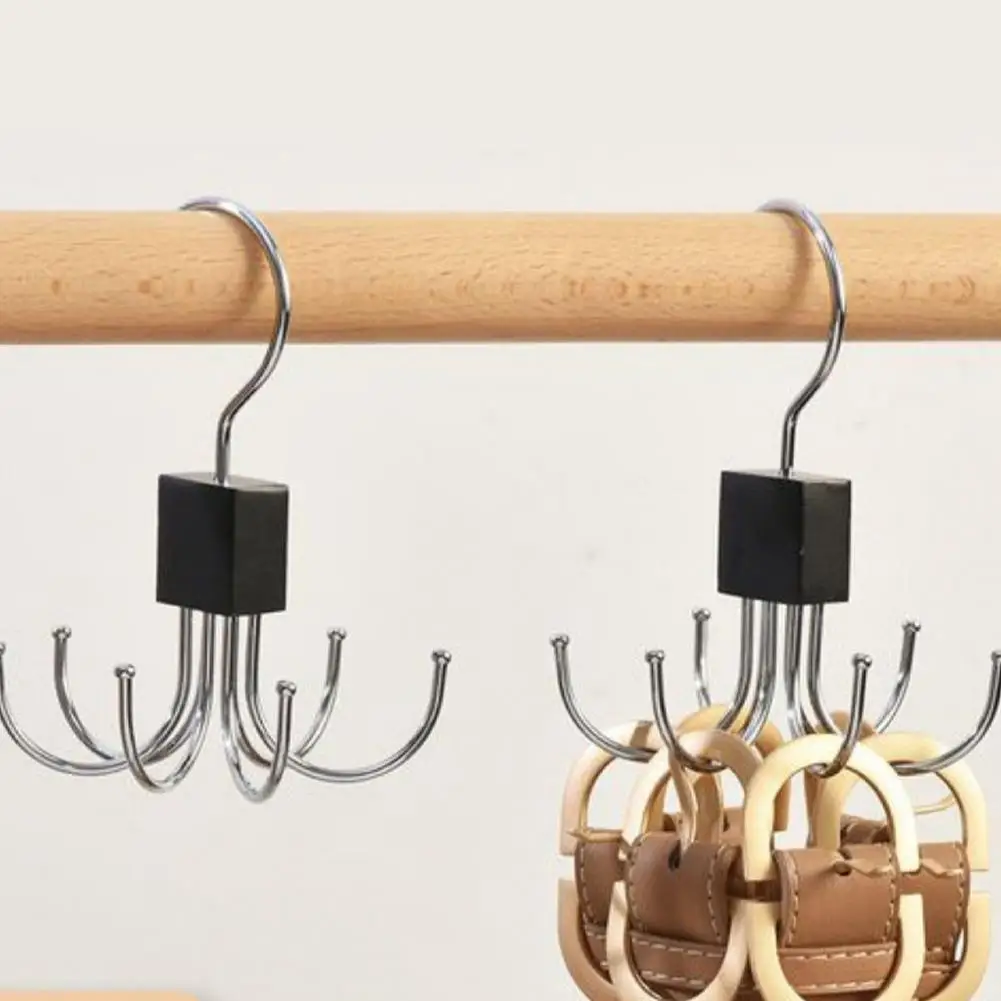 Rotatable Belt Hanger Hook  6 Hooks Closet Organizer Hook Durable Wardrobe Storage Rack For Belt Scarf Hat Tie Bag Household view 3