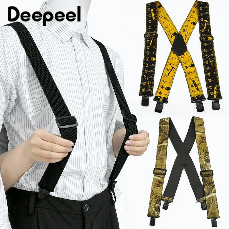

1Pc 3.5/ 5cm Wide Adult Men's Suspender 2/4 Clip Clasps Adjustable Elastic Strap Braces Costume Suspenders Harness Men for Pants