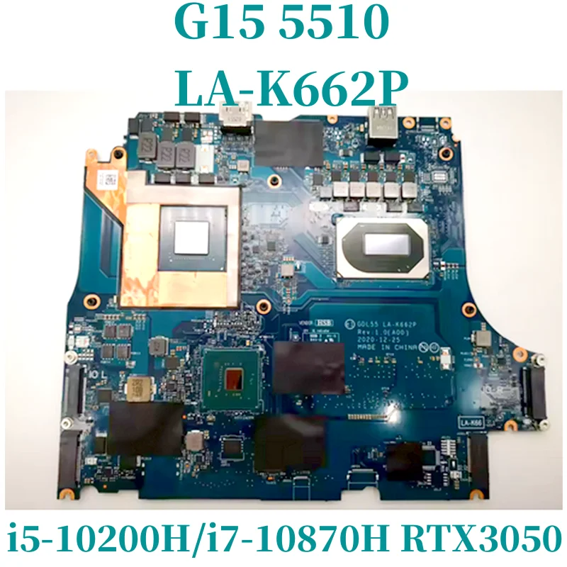 

I7-10870H RTX3050M For DELL G15 5510 Laptop Motherboard GDL55 LA-K662P Good testing work