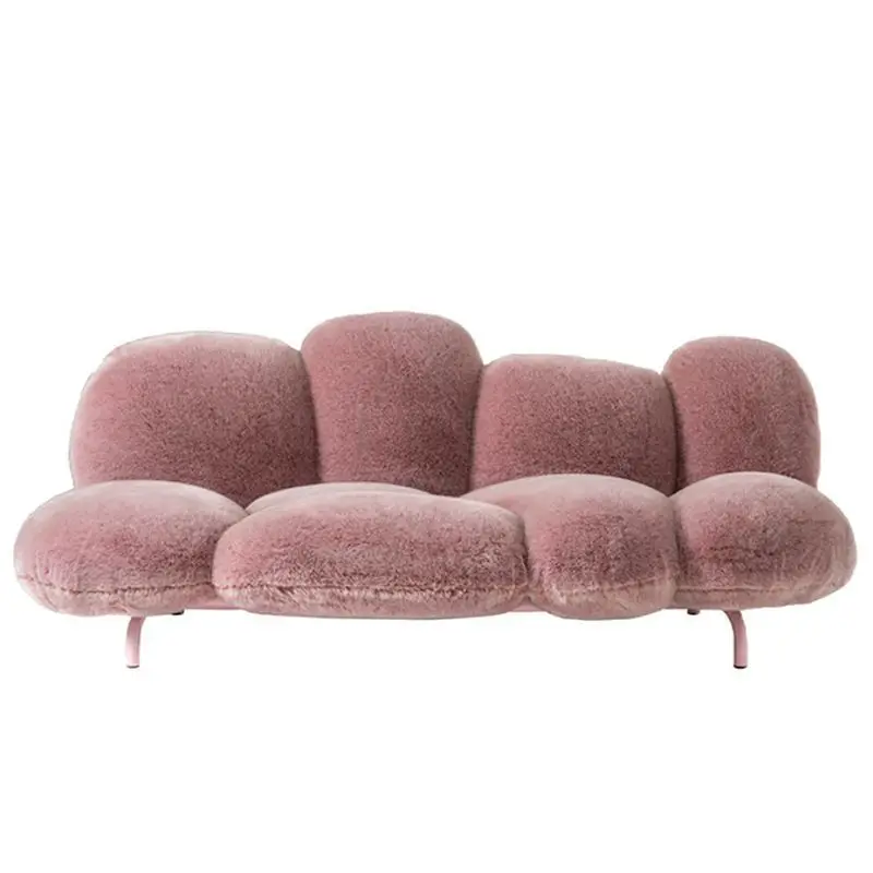 Italian light luxury, puff sofa, cream style, simple and advanced sense, household living room, straight row sofa