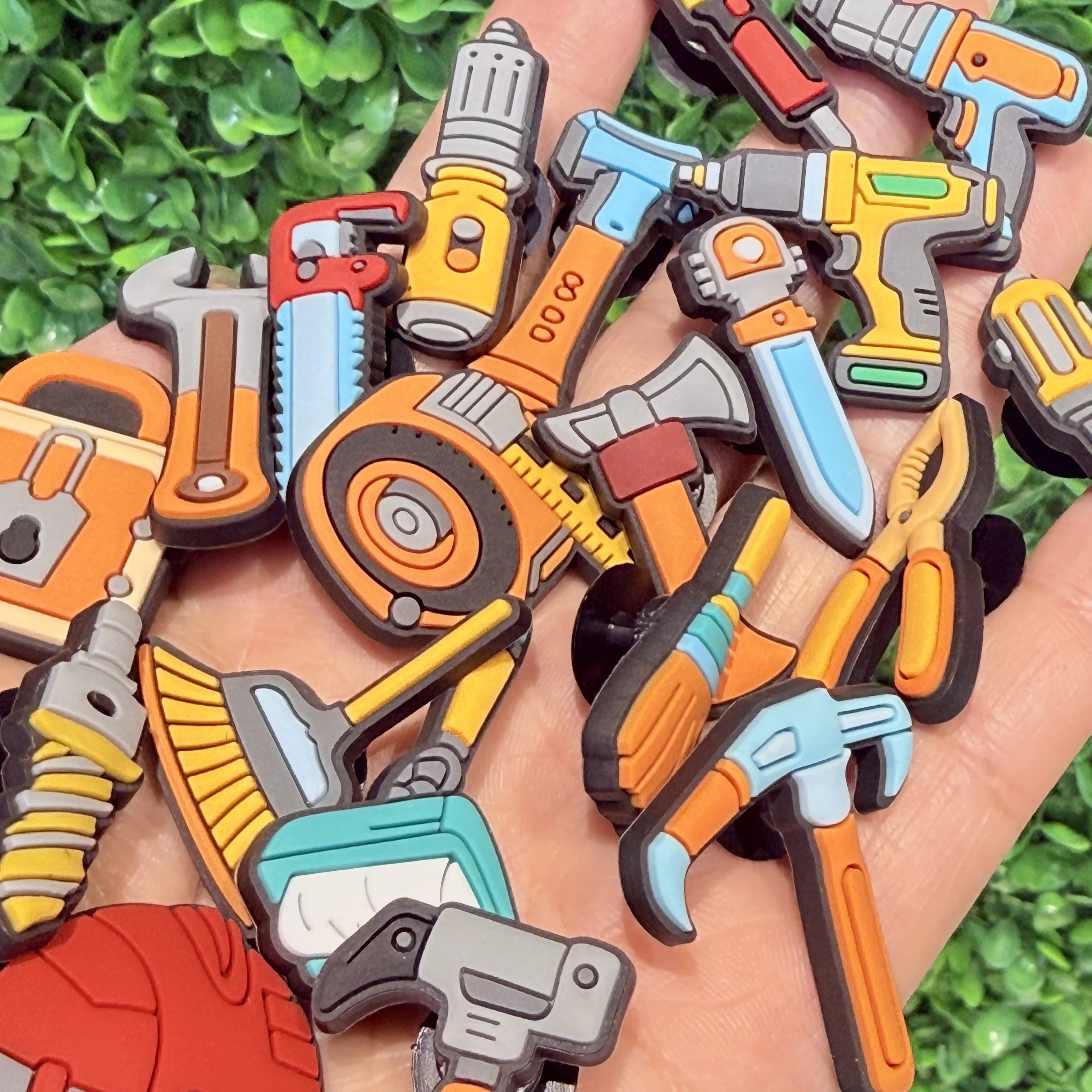 1-20Pcs Toolbox Handsaw Broom Utility Knife Chisel Pvc Sandals Shoe Buckle Phone Case Deorations Charms Accessories Party Gift