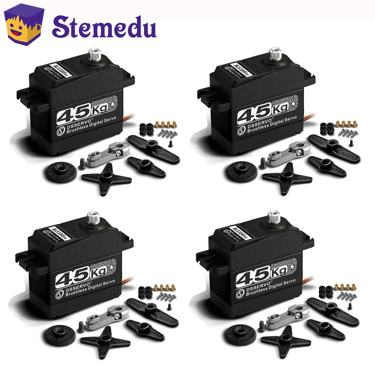 4 Set Waterproof Servo 45KG BLS3245 Aluminum Case Digital Metal Gear HV Brushless Servos for DIY RC Car Truck Crawler Boat Robot