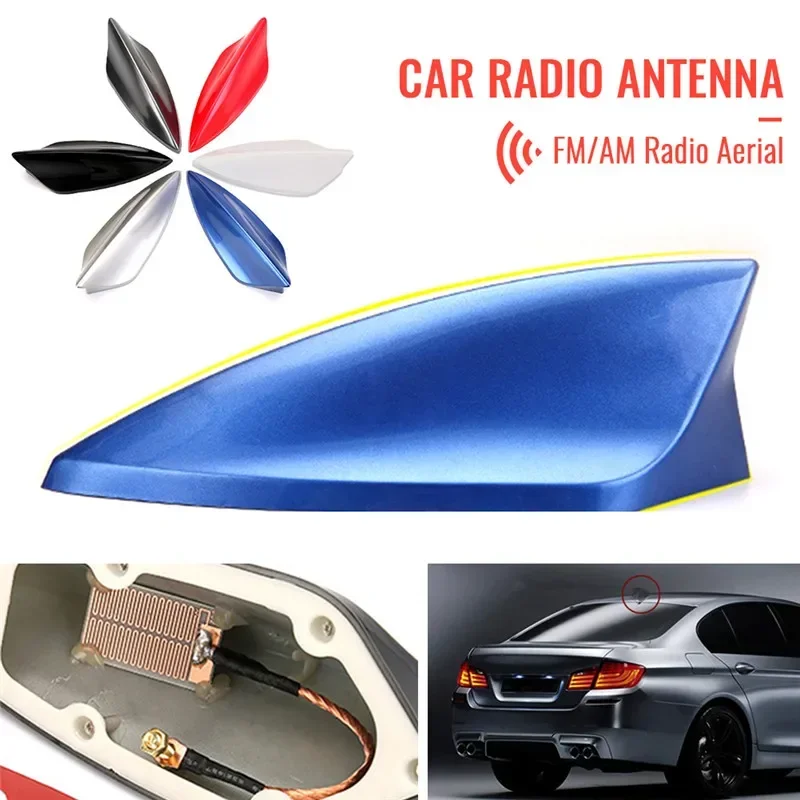 Universal Car Roof Shark Fin Decorative Aerial Antenna Cover Sticker Base Roof Carbon Fiber Style For BMW Honda Toyota antenna