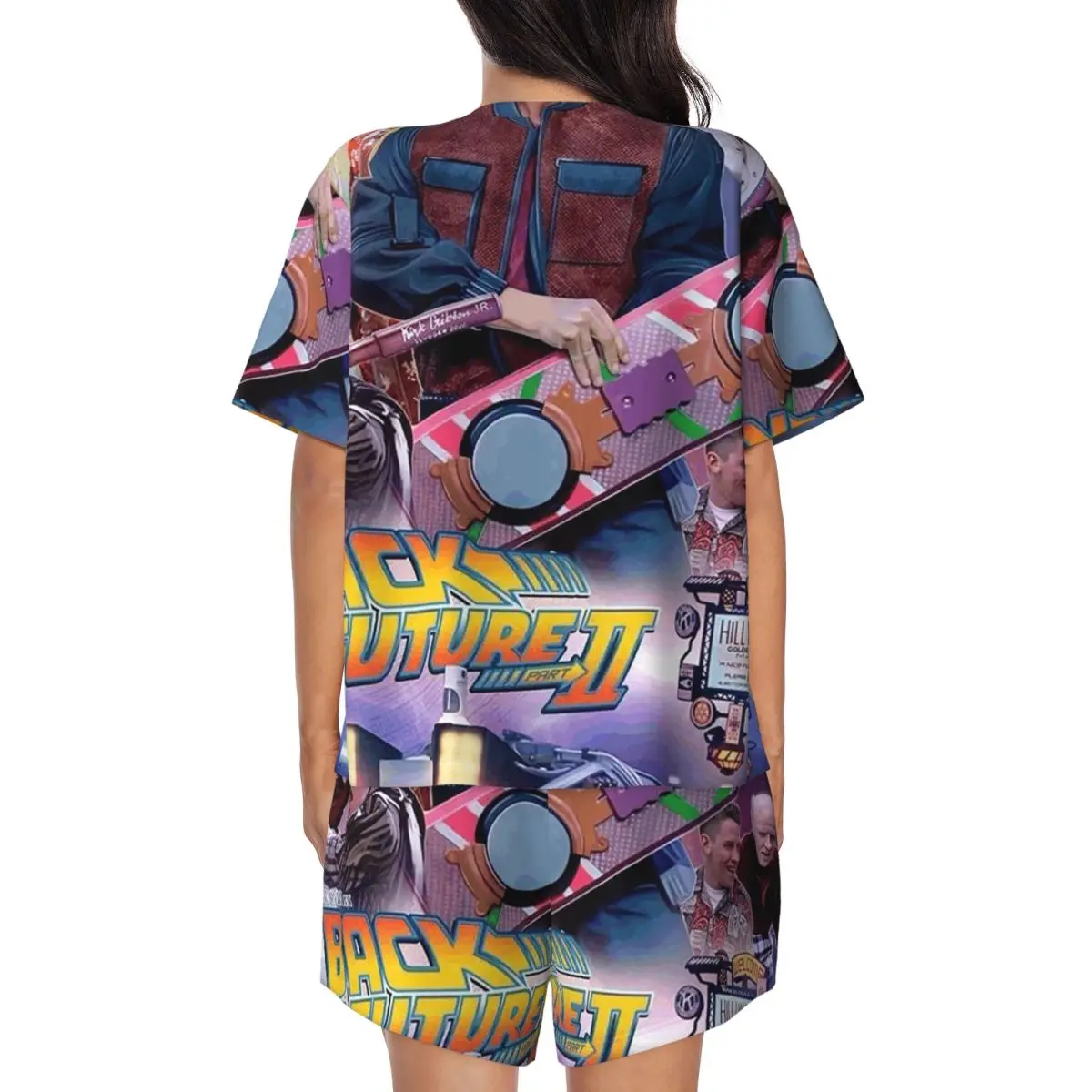 Back To The Future Round Neck Short Sleeve Nightgowns for Sleeping Sleepshirts Women Soft Pajama Set Short Pants