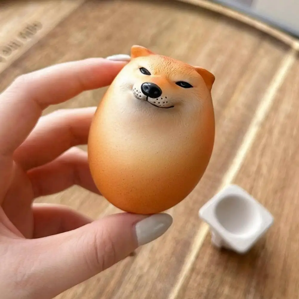 Creative Shiba Inu Realistic Egg Shape PVC Desk Decor Dog & Egg Union Decorations For Home Offices Fun OrnamentsChristmas Gifts