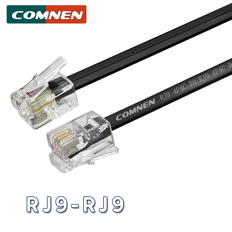 COMNEN RJ9 -RJ9 Cable Telephone Male to Male 4P4C Modular Data Cord Handset Voice Extension Data Cable