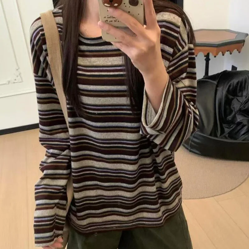 

Korean Campus Style Long-sleeved T-shirt Women Super Hot Slimming Loose Top