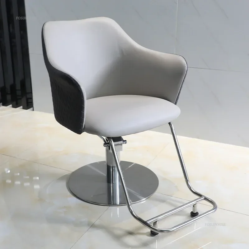#Stainless Steel Barber Chairs Special Barber Chair for Hair Salon High-end Lifting Hair Cutting Chairs Hair Salon Furniture C N